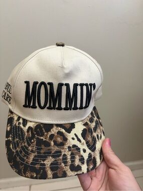 Woman’s MOMMIN Cap with Leopard Brim - Too Busy To Care' Embroidery
